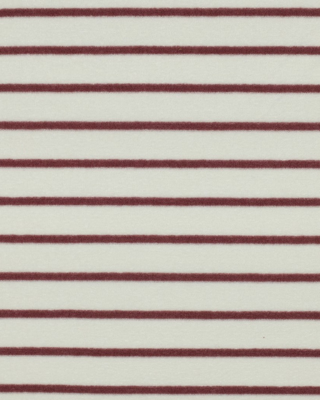 Tissu Jersey Mini Eponge Ecru à Rayures Vieux Rose - Mercerine