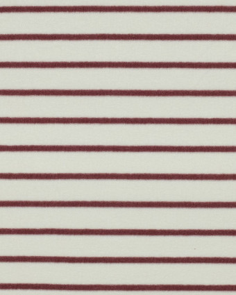 Tissu Jersey Mini Eponge Ecru à Rayures Vieux Rose - Mercerine