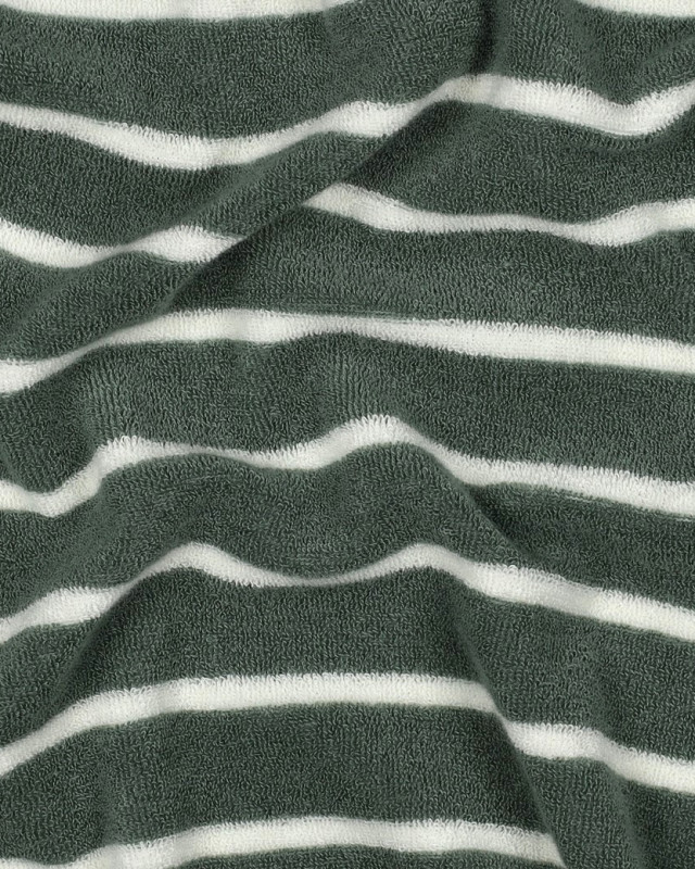 Tissu Jersey Mini Eponge Eucalyptus à Rayures  - Mercerine