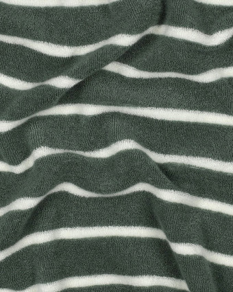 Tissu Jersey Mini Eponge Eucalyptus à Rayures  - Mercerine