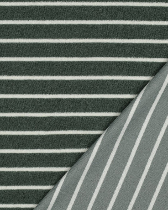 Tissu Jersey Mini Eponge Eucalyptus à Rayures  - Mercerine