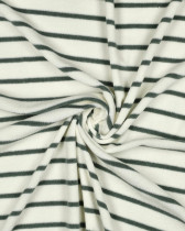 Tissu Jersey Mini Eponge Ecru à Rayures Eucalyptus