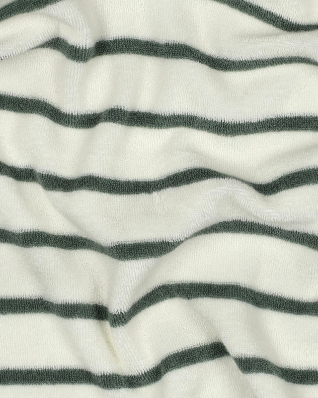 Tissu Jersey Mini Eponge Ecru à Rayures Eucalyptus - Mercerine