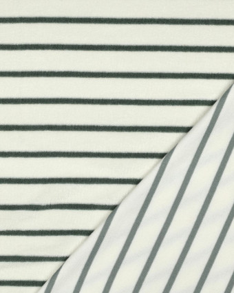 Tissu Jersey Mini Eponge Ecru à Rayures Eucalyptus - Mercerine