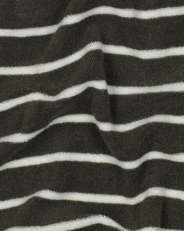 Tissu Jersey Mini Eponge Army à Rayures  - Mercerine