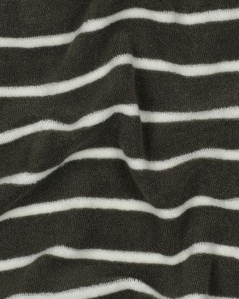 Tissu Jersey Mini Eponge Army à Rayures  - Mercerine