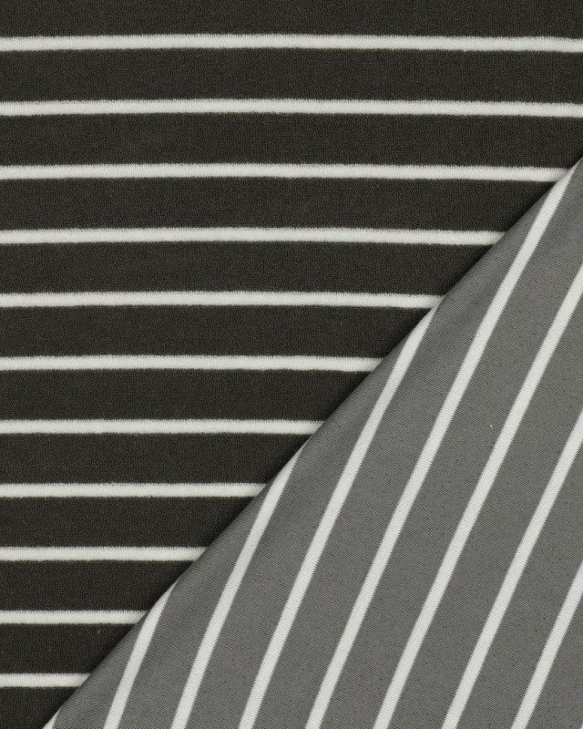 Tissu Jersey Mini Eponge Army à Rayures  - Mercerine