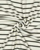 Tissu Jersey Mini Eponge Ecru à Rayures Army