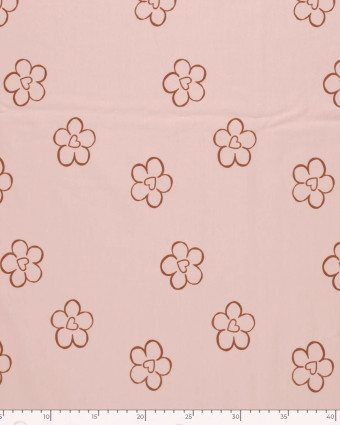 Jersey de Coton Rose Clair Motif Fleur Cœur - Mercerine