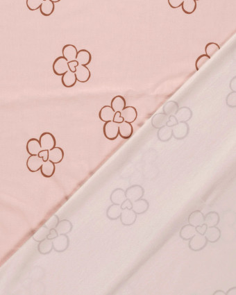 Jersey de Coton Rose Clair Motif Fleur Cœur - Mercerine