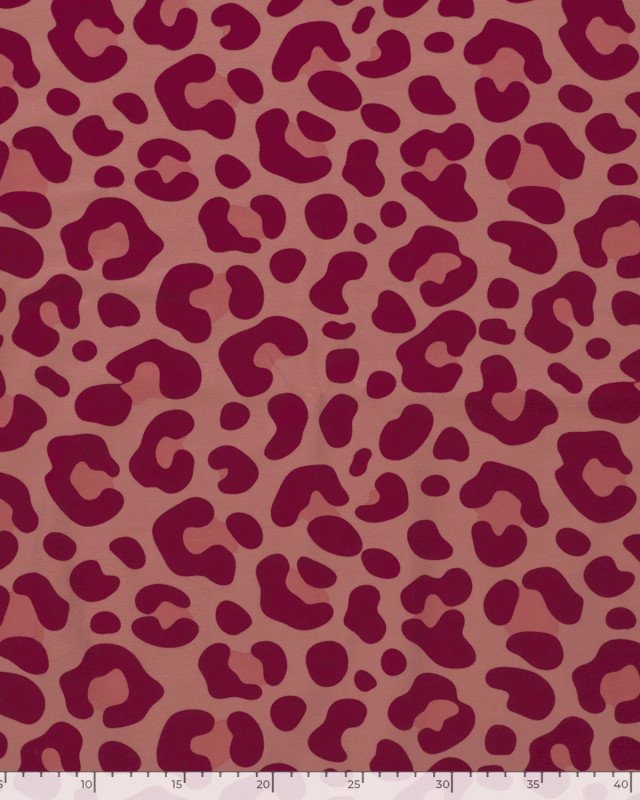 Jersey de Coton Vieux Rose Motif Léopard - Mercerine