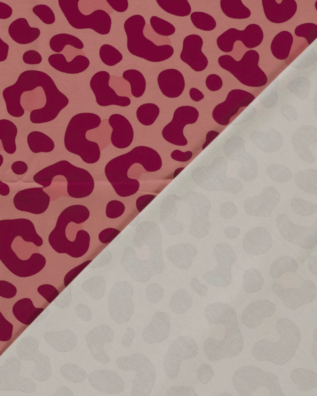 Jersey de Coton Vieux Rose Motif Léopard - Mercerine