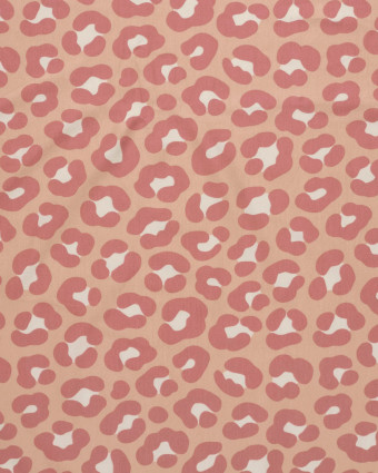 Jersey de Coton Rose Nude Motif Léopard Rose - Mercerine