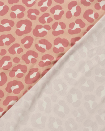 Jersey de Coton Rose Nude Motif Léopard Rose - Mercerine