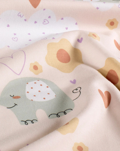 Jersey de Coton Rose Clair Petit Eléphant - Mercerine