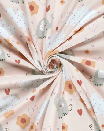 Jersey de Coton Rose Clair Petit Elephant - Mercerine