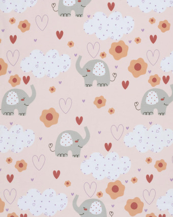 Jersey de Coton Rose Clair Petit Elephant - Mercerine