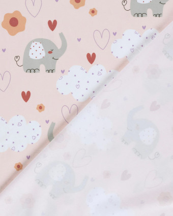 Jersey de Coton Rose Clair Petit Elephant - Mercerine