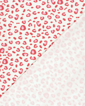 Jersey de Coton Ecru Motif Léopard Rose - Mercerine