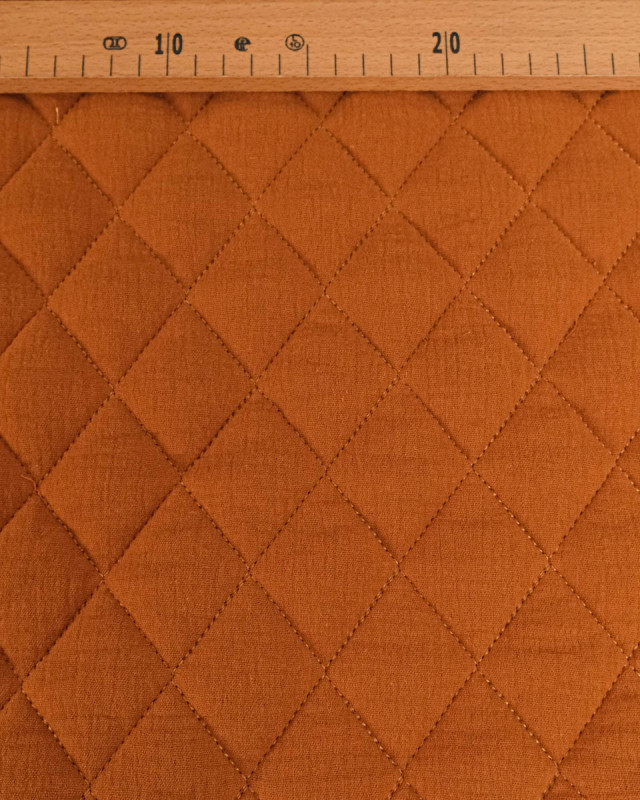 Tissu Double Gaze Matelassé Uni Caramel - Mercerine