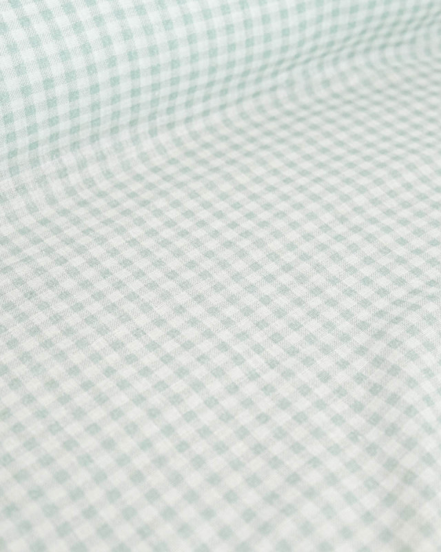 Tissu Double Gaze à Carreaux Jade - Mercerine