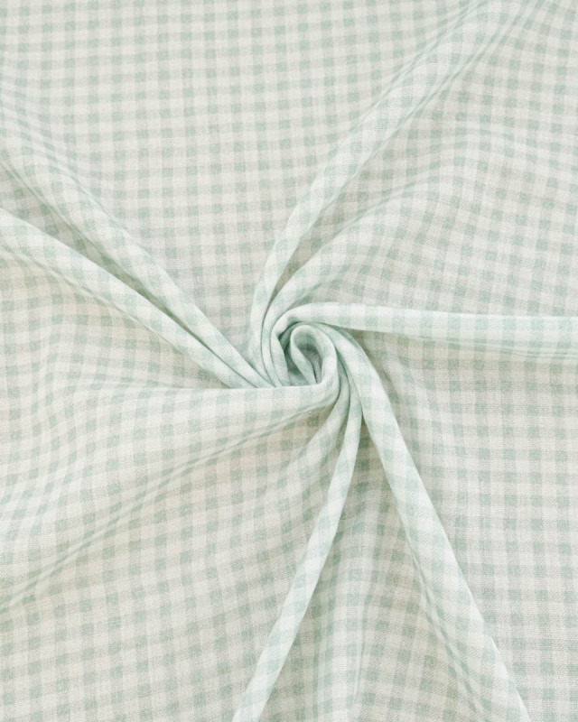 Tissu Double Gaze à Carreaux Jade - Mercerine