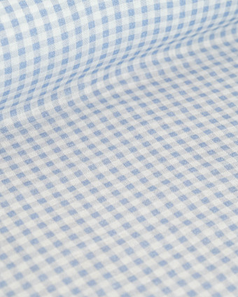 Tissu Double Gaze à Carreaux Bleu Clair - Mercerine