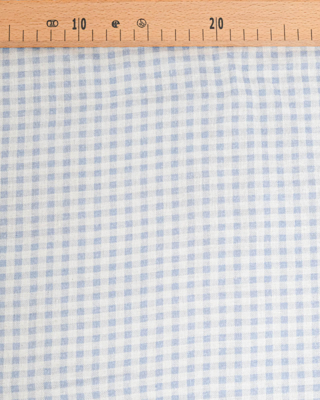 Tissu Double Gaze à Carreaux Bleu Clair - Mercerine