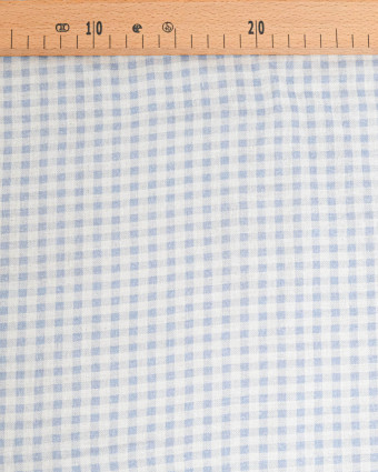 Tissu Double Gaze à Carreaux Bleu Clair - Mercerine