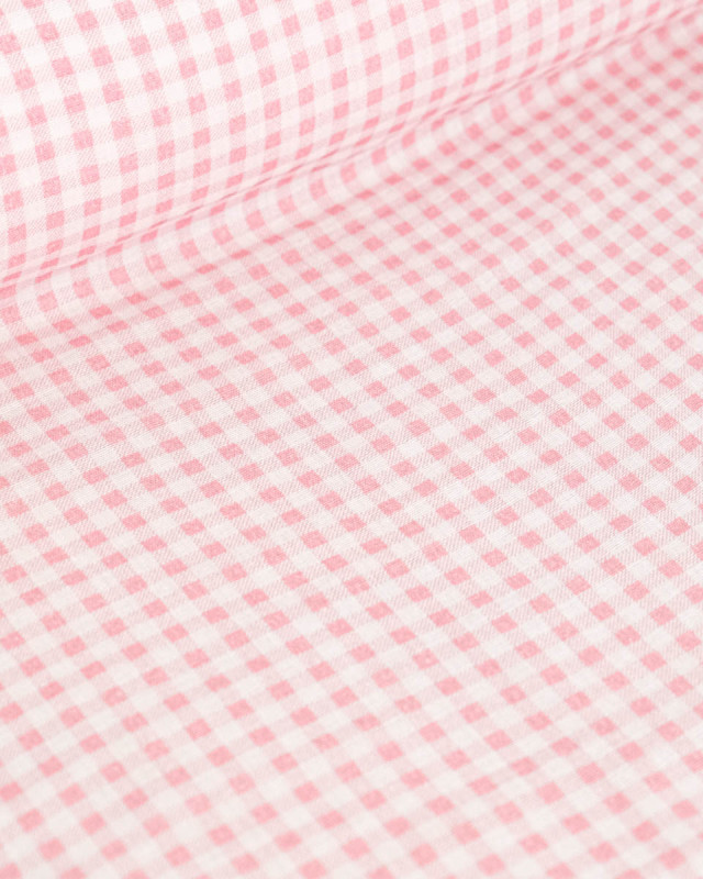 Tissu Double Gaze à Carreaux Rose Clair - Mercerine