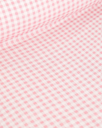 Tissu Double Gaze à Carreaux Rose Clair - Mercerine