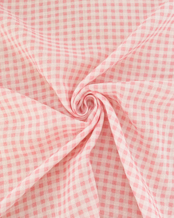 Tissu Double Gaze à Carreaux Rose Clair - Mercerine