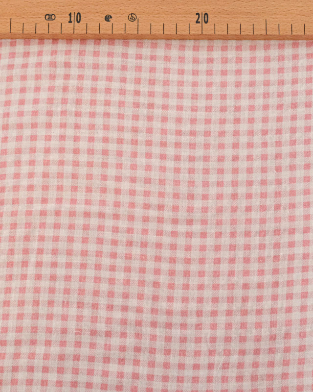 Tissu Double Gaze à Carreaux Rose Clair - Mercerine