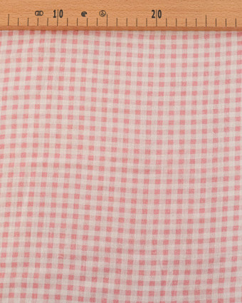 Tissu Double Gaze à Carreaux Rose Clair - Mercerine