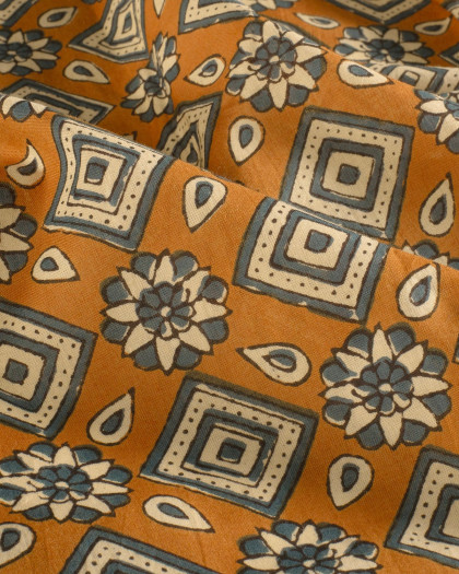 Voile de Coton Esprit Indien Paisley Ocre - Mercerine