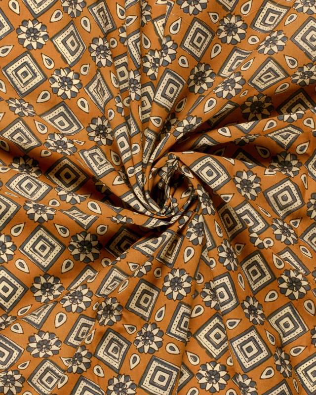 Voile de Coton Esprit Indien Paisley Ocre - Mercerine