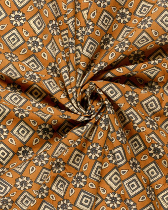 Voile de Coton Esprit Indien Paisley Ocre - Mercerine