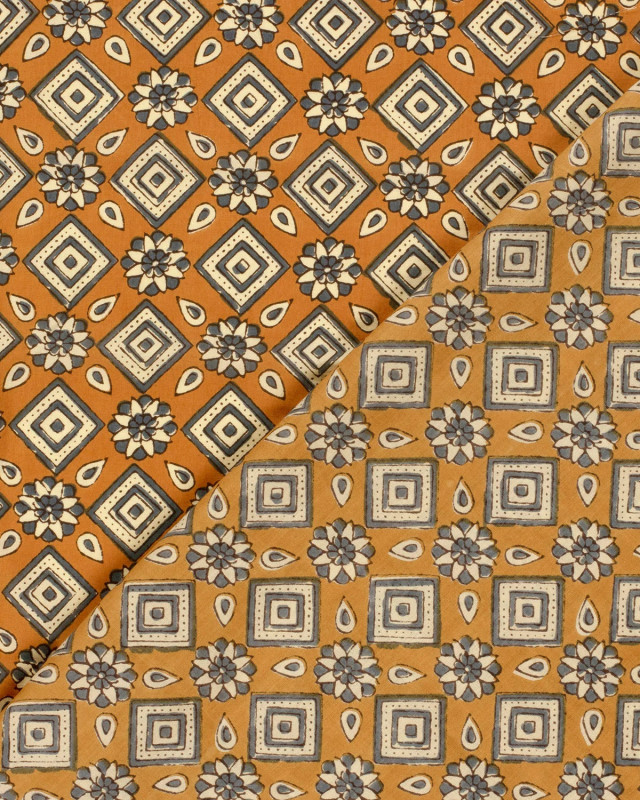 Voile de Coton Esprit Indien Paisley Ocre - Mercerine