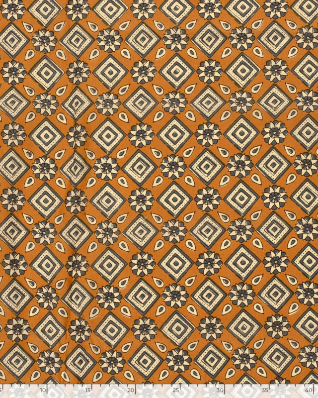 Voile de Coton Esprit Indien Paisley Ocre - Mercerine