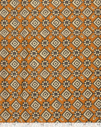 Voile de Coton Esprit Indien Paisley Ocre - Mercerine