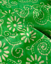 Voile de Coton Esprit Indien Vert Motif Fleuri Bohème