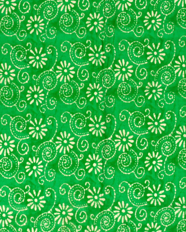 Voile de Coton Esprit Indien Vert Motif Fleuri Bohème - Mercerine
