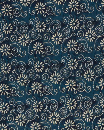 Voile de Coton Esprit Indien Indigo Motif Fleuri Bohème - Mercerine