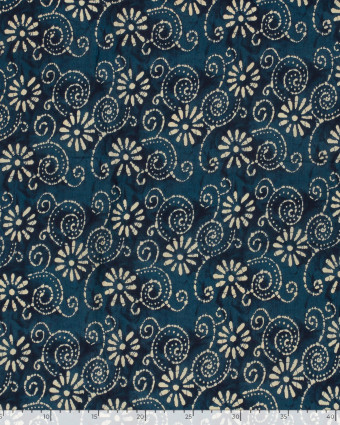 Voile de Coton Esprit Indien Indigo Motif Fleuri Bohème - Mercerine