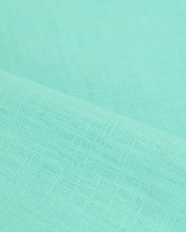 Tissu 100% Lin Uni Turquoise - Mercerine