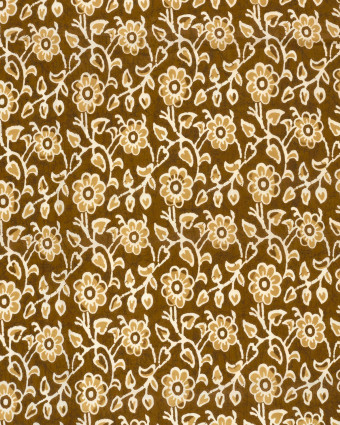 Voile de Coton Esprit Indien Curry Motif Fleuri - Mercerine