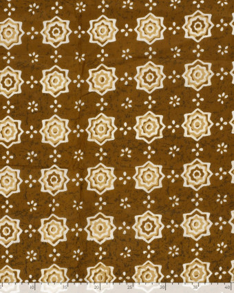 Voile de Coton Esprit Indien Fleur Ethnique Curry - Mercerine