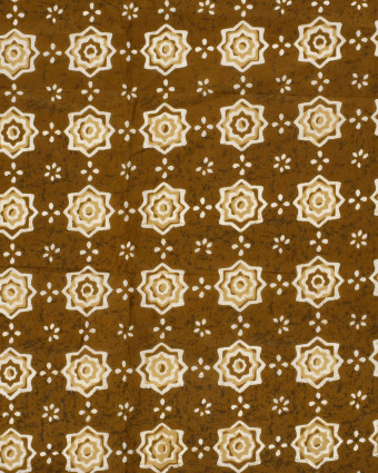 Voile de Coton Esprit Indien Fleur Ethnique Curry - Mercerine