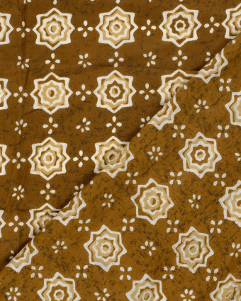 Voile de Coton Esprit Indien Fleur Ethnique Curry - Mercerine
