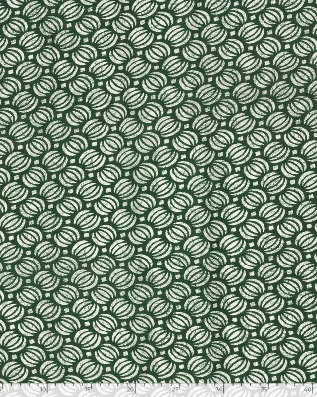 Voile de Coton Esprit Indien Motif Ethnique Vert Foncé - Mercerine